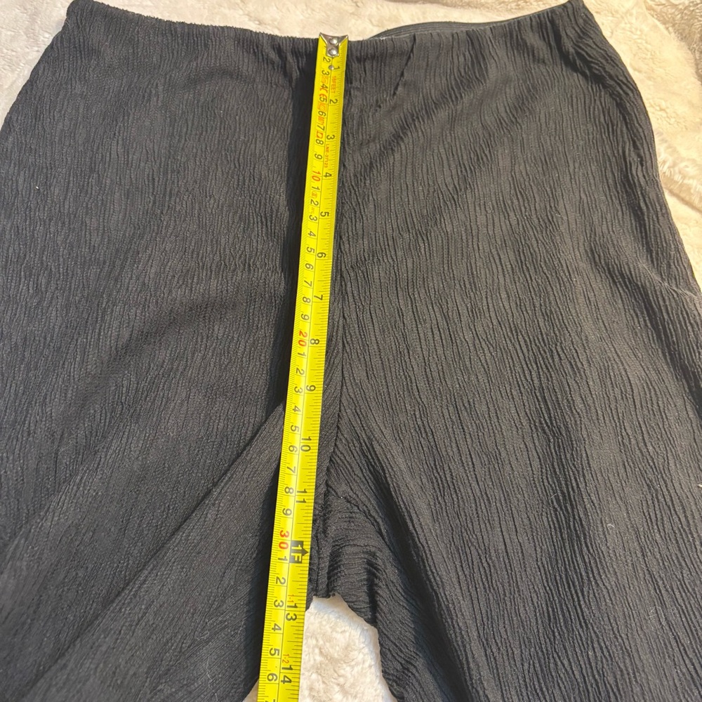 H&M Pants Small Black Crepe Textured Knit Flare BootCut Elastic Waist Side Slits - Picture 12 of 13